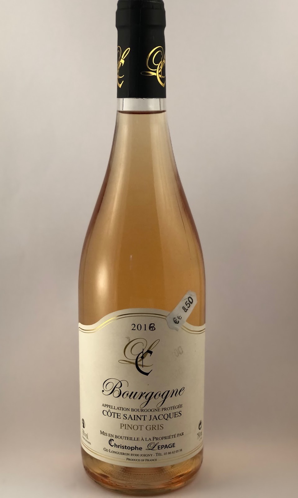 Vin gris Christophe Lepage Bourgogne Côte Saint Jacques Pinot Gris ABC – 13% - 750 ml