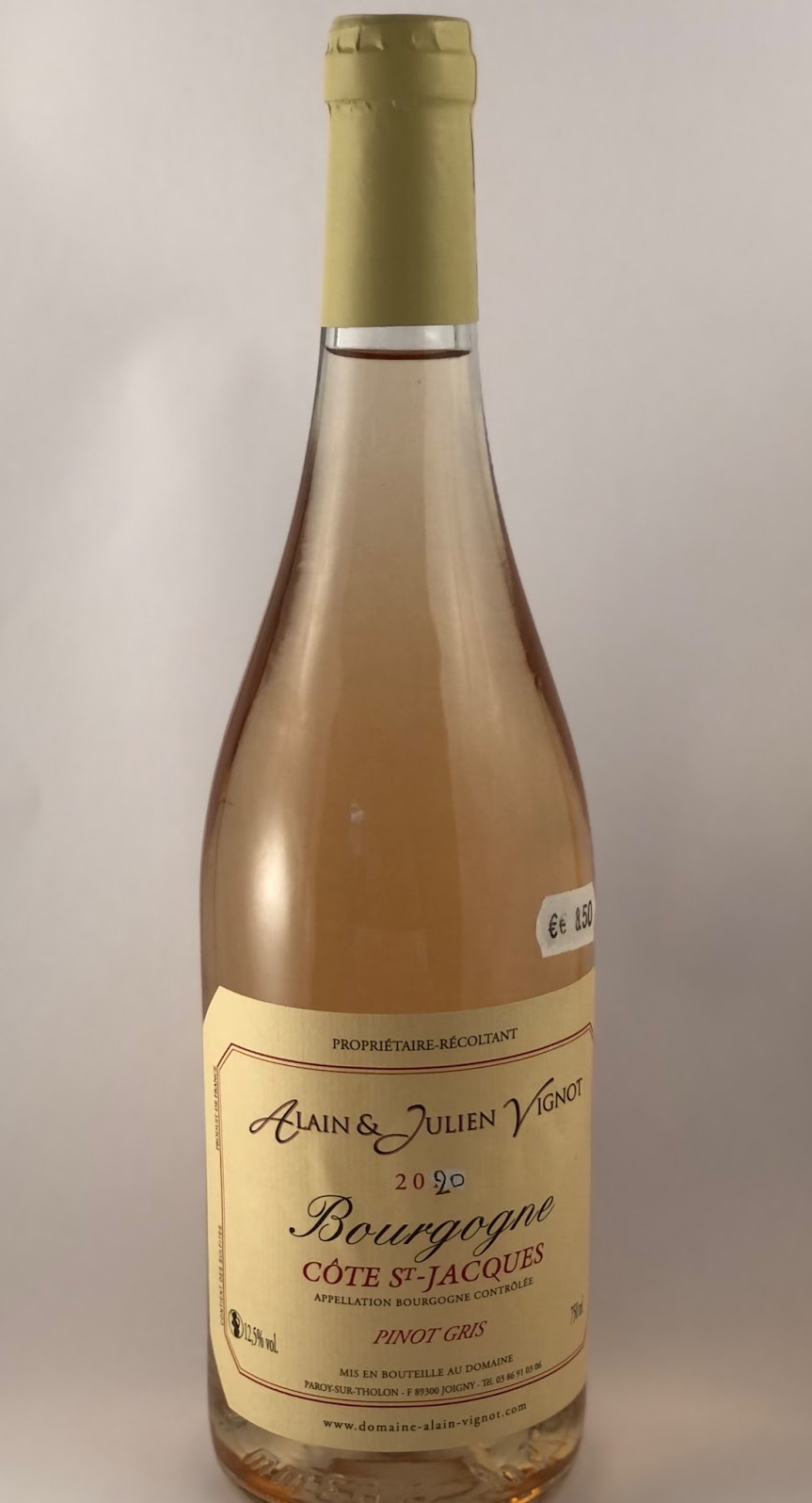 Vin gris Alain & Julien Vignot Bourgogne Cote St Jacques Pinot Gris ABC – 12.5% - 750 ml