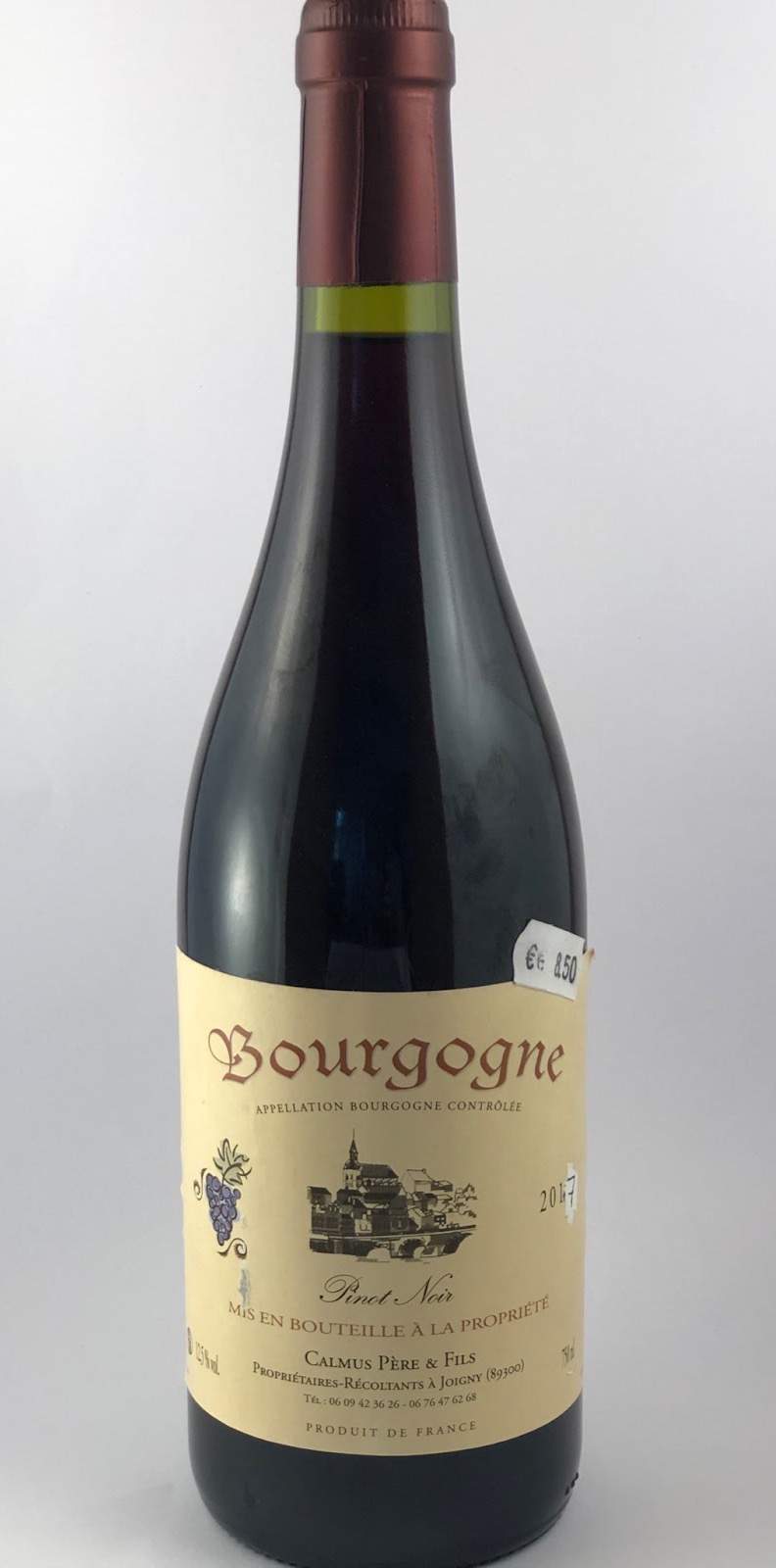 Vin rouge Calmus Bourgogne Pinot Noir ABC – 12.5% - 750 ml
