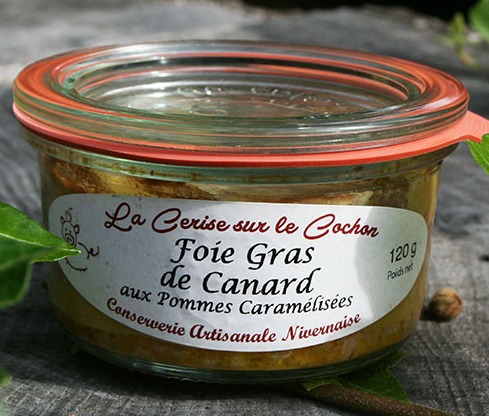 Foie Gras de canard entier cuit aux pommes caramélisées - 120 g